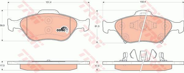 Plaquettes de frein TRW avant Toyota Yaris 1.4 d-4d 1.3 1.0 vvt-i