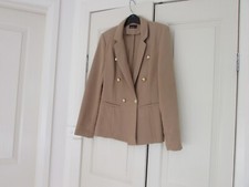 Ladies Jacket Size 8 Tokito Long Sleeves Light Fawn Pockets Polyester 67% Viscos