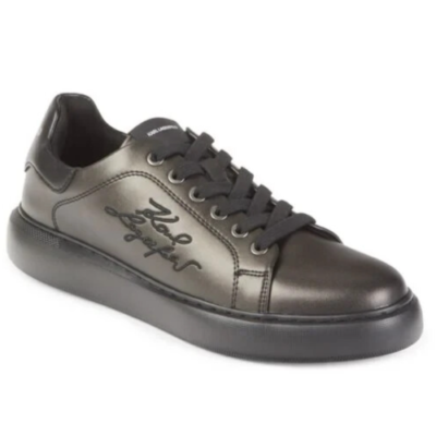 Karl Lagerfeld Paris Sneaker Mens 11 Gray Leather Logo  display picture 2