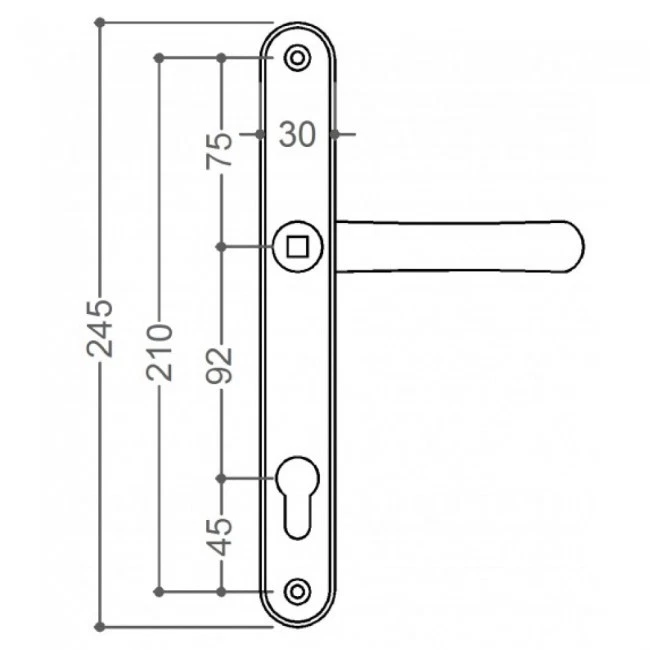 UPVC 92PZ External / Front Door Handle: Sprung 122mm, 210mm & 215mm Centres - Image 3 of 4