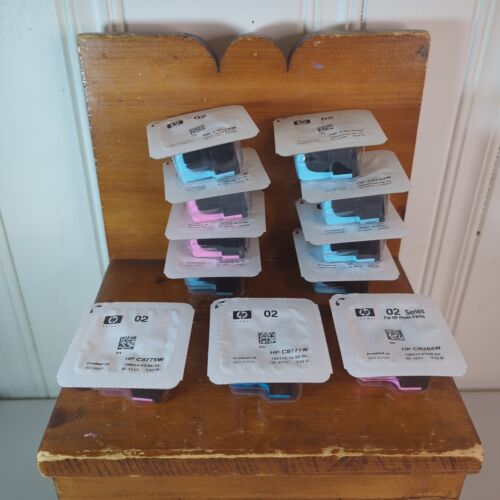 LOT OF 11 HP 02 Ink Cartridges - 4 C8733W - 4 C8734W- 1 C8775W 1 CB284W 1 C8771W