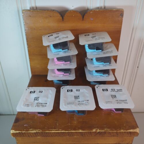 LOT OF 11 HP 02 Ink Cartridges - 4 C8733W - 4 C8734W- 1 C8775W 1 CB284W 1 C8771W - Picture 1 of 8