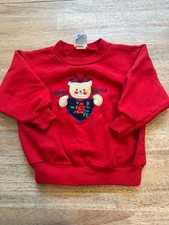 Vtg 90s Baby B'Gosh Oshkosh Sweatshirt Size 24 Months Red USA Teddy Bear