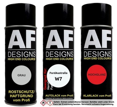 Spraydose Set für FordAustralia W7 Oxford White Autolack Klarlack Grundierung Sp