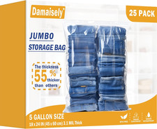 Large Storage Bags with Zipper Top, 5 Gallon Bags 18" X 24", Resealable Plastic