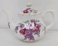 Asian-Style Floral Chintz Tea Set with Wire Caddy — listing 5