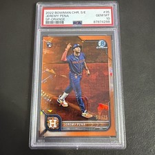 2022 Bowman Chrome Sapphire Jeremy Pena RC Orange #/75 Astros PSA 10