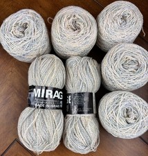 Mirage Yarn Lot#140 Color Beige/Gray/Blue 7 Skeins Vintage Made in Israel