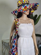 Reversible Ankara Sun Hat  Tote Bag Set: African Print, Wide Brim