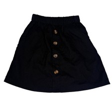 Girls Black Corduroy Skirt Elastic Waist size 8 Button Front A Line Kids Casual