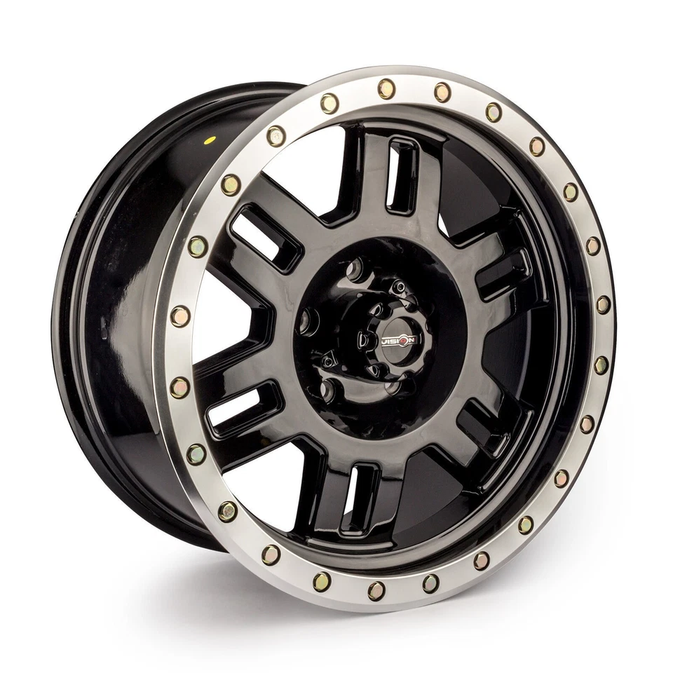 Set 4 15" Vision 398 Manx Gloss Black Machined Lip Wheels 15x8 5x5 Rims -19mm - Image 2 of 4
