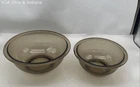 Pyrex Fireside Tinted Brown Glass Mixing Bowl Set 322 1L 323 1.5L 2 Pieces