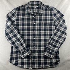American Apparel Shirt Mens L Black Plaid Flannel Long Sleeve Work Button Down