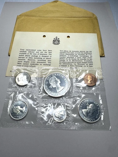 1964 Canada Proof Set 6 Coins, Royal Canadian Mint, 80% Silver