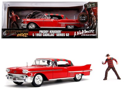 1958 Cadillac Series 62 Red with Freddy Krueger Diecast Figurine ''A Nightmare on