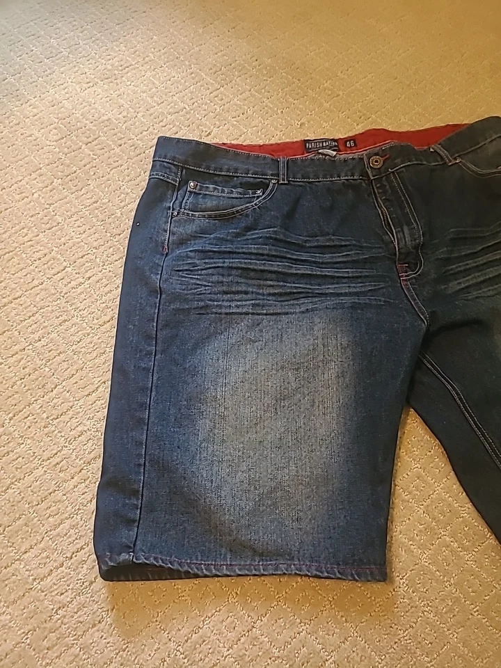 Pantalones Cortos Jean Vintage Parish Nation Para Hombre 46 Azul Med Lavado a Piedra Años 90 Hip Hop Urbano Foto 2 de 4