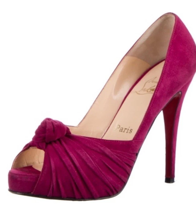 Stunning Christian Louboutin Lady Gres Peep Toe Heels 37 US 6.5 - Image 4 of 4