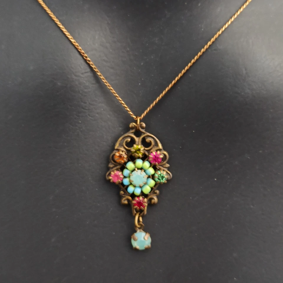 Collar Michal Negrin Colorido Delicado Renacimiento Victoriano Boho Flor De Colección Foto 3 de 4