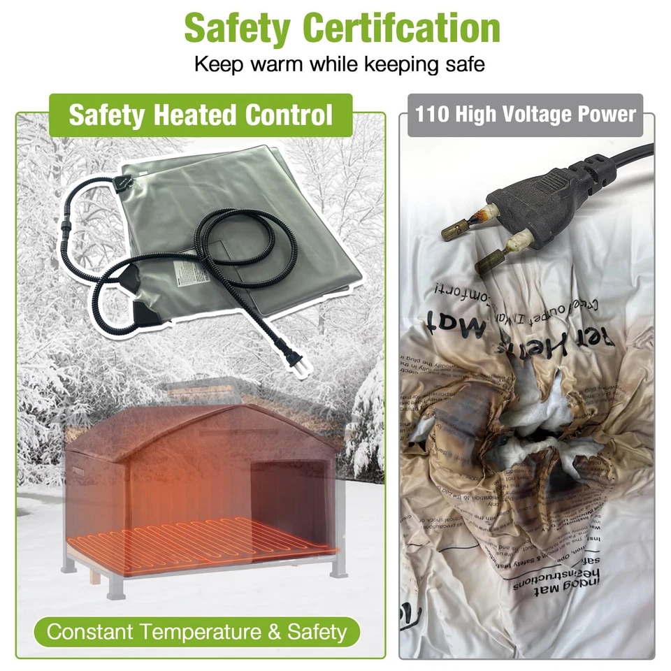 Perrera climatizada para perros al aire libre con almohadilla térmica segura para perros pequeños a medianos Foto 4 de 4