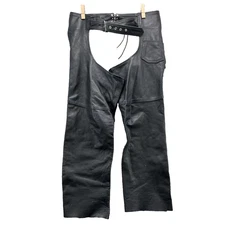 RGC Genuine Leather Chaps Men Large Motorcycle Biker Western Cowboy Riding