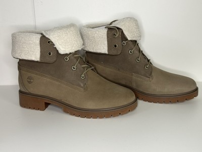 Timberland,  Jayne WP Teddy Fleece Fold Down Boots, Light Brown Nubuck, Size 8.5