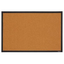 Quartet Cork Bulletin Board, Framed Corkboard, 2' x 24" x 36", Black Frame