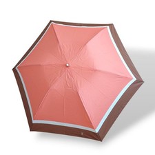 Yves Saint Laurent Folding Umbrella Parasol Sheer Pink Very Embroidered Logo Vht