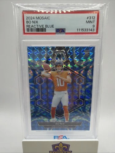 2024 Mosaic, Bo Nix, Reactive Blue Rookie, (RC), PSA 9
