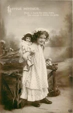 C-1910 Cute Girl big Doll interior Schwerdtfeger Postcard RPPC 25-155