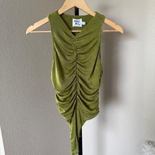 Princess Polly Nisha Ruched Bodysuit Sleeveless Olive Green Top Women's Size 6