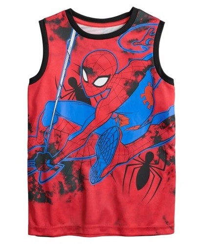 SPIDERMAN Shirt Boys size 12 NEW SPIDER-MAN Tank Top Muscle T-Shirt Red NWT - Picture 3 of 5