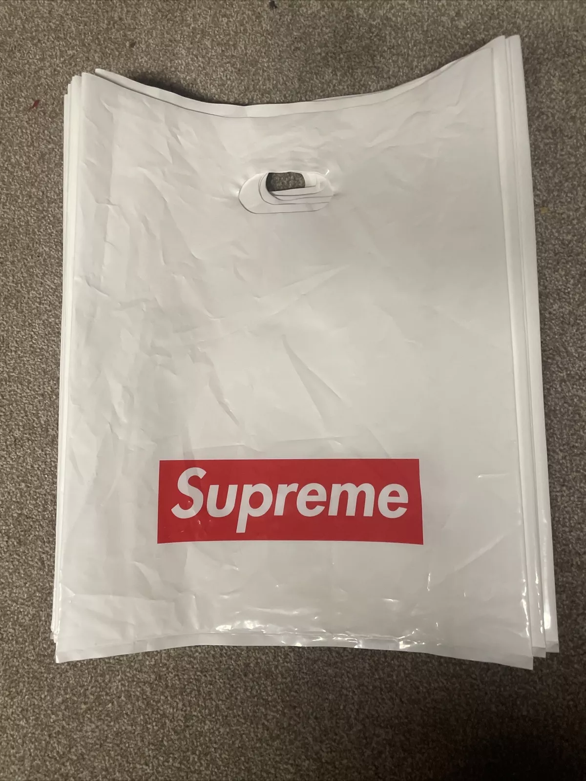 Sac à provisions en plastique blanc Supreme boîte rouge logo 13