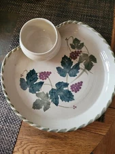 Stoneware Chip And Dip Server Grapevine Design