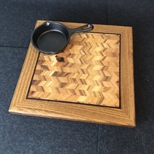 Handmade Wood Trivet Beverage Coaster With Wood Frame Solid Hickory Made In USA