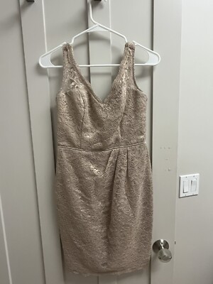champagne bridesmaid dresses david's bridal Davids Bridal Champagne Crepe-Back Satin Spaghetti Strap Dress, 4, style F20095