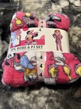NWT Disney's Licensed 3-Piece Plush Robe  Fleece Pjs , Disney Princess Size 4