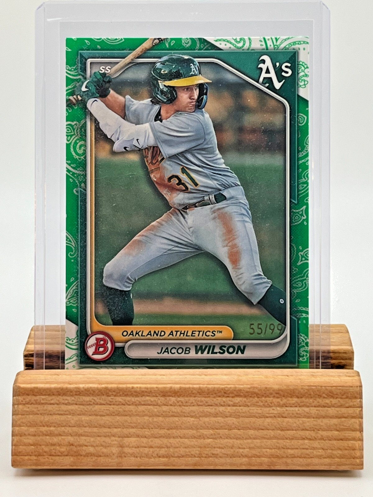 2024 Bowman  Jacob Wilson 🔥 GREEN PATTERN 55/99 🔥 ATHLETICS BP-3