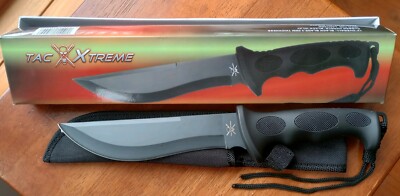 Tac Xtreme TX-032B 12in Black Blade 3.5 mm Thickness Rubber Handle Black Nylon
