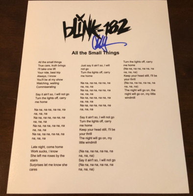 Matthew Matt Skiba Blink 182 All The Small Things Signed Lyric Sheet E1
