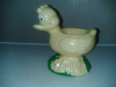 Vintage großer Keramik Eierbecher in Form eines großen gelben Vogels (B40)