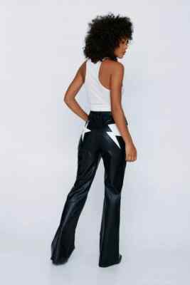 Nasty Gal Leather Lace Pants NASTY GAL Womens SIZE 14 Black Vegan