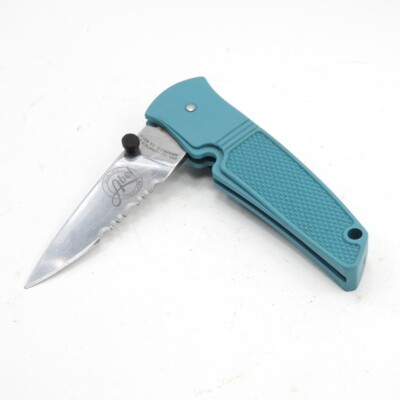 Abel Reels Fishing Pocket Knife. Teal. Made in USA.