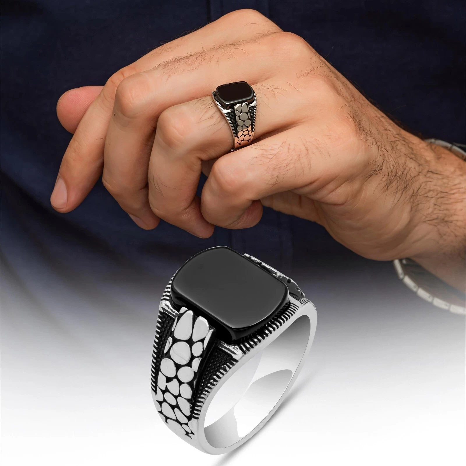 A&G onyx silver925 ring 超希少　正規品　鑑定済　レア Onyx Men's Ring 925 Sterling Silver Turkish Jewelry Size 7-14 US