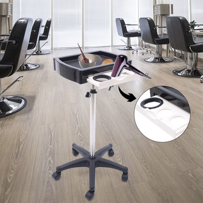 SPA Salon Trolley Hair Instrument Holder Cart w/Tray 5 Rolling Wheels Organizer