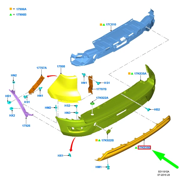 FORD ECOSPORT MK2 Rear Bumper Cover Trim GN15-17D781-HA 2179283  