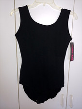 EUROTARD PERFORMANCE LADIES BLACK TANK DANCE LEOTARD-XL-NWT-STYLE 1002-NICE