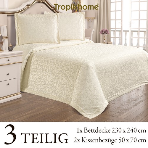 STYLE 3 piezas edredón edredón edredón 2 fundas de cojín CREMA 230 x 240 cm - Imagen 3 de 12