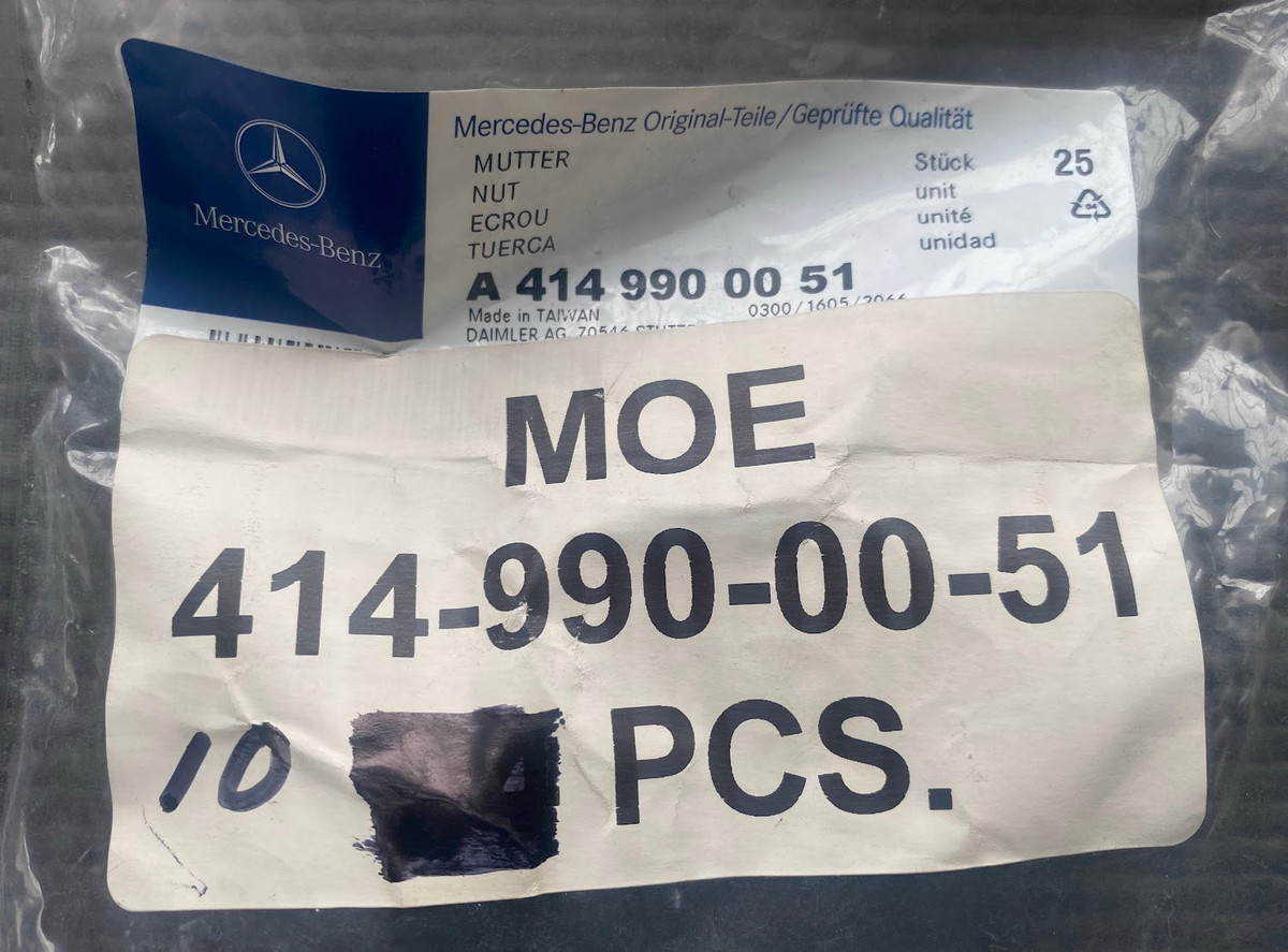 OEM Mercedes-Benz Fender Nuts (10) - #A 414 990 00 51 - Fits MBZ 