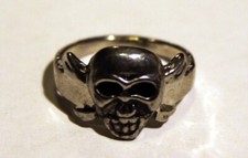 Alien Skull Biker Ring Size 7