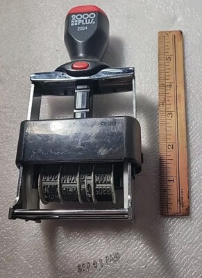 Cosco Microban 2000 Plus Model #2024 Self-Inking Date & Phrase Stamp Used 